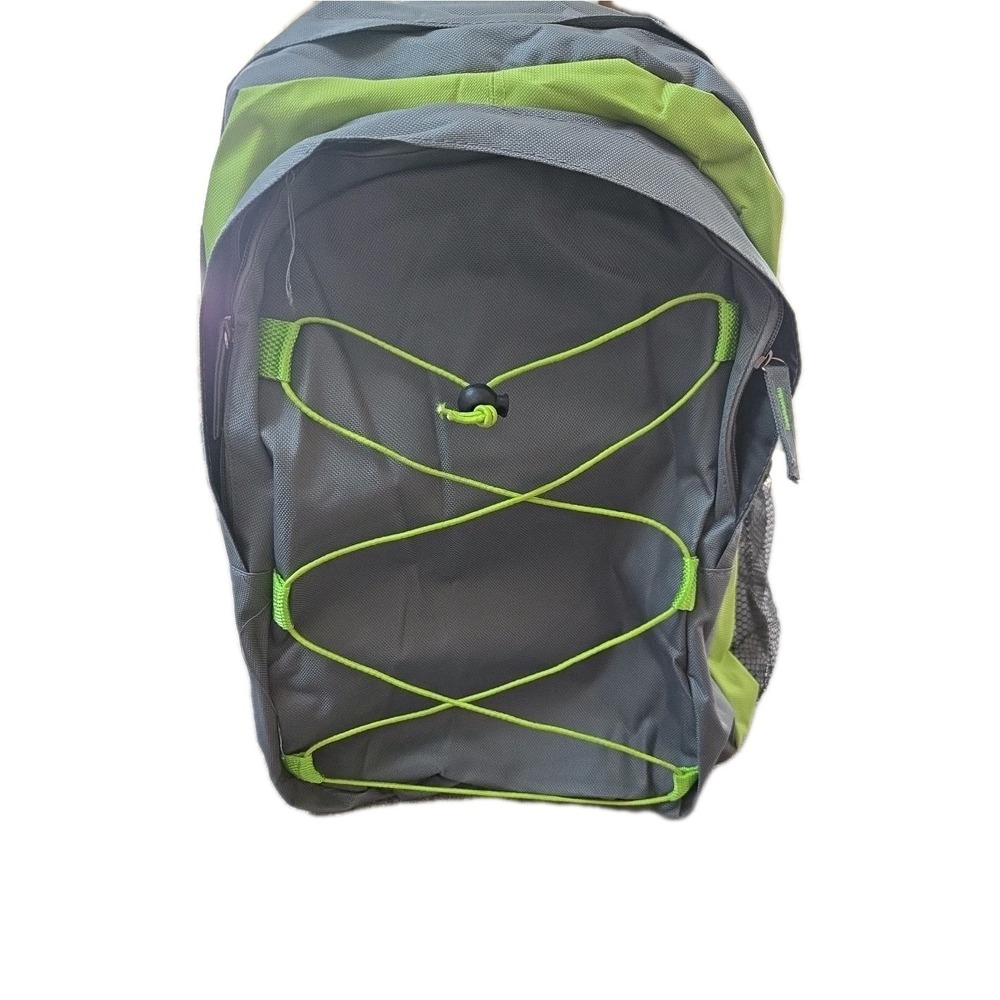 17 Inch Kids Backpack With Side Pockets Gray And Neon Green